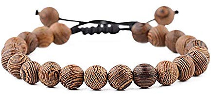 Leuchtbox Perlen-Armband Naturholz Kettchen für Frauen und Männer Spirituelles Meditations-Kettchen Holz-Perlen Verstellbares Band