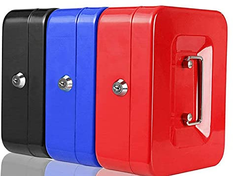 ACCURATE Money Box Tin Steel Cash Safe Box Petty Cash Tin with Lock 2 Keys - Assorted color (6 INCH)