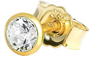 NKlaus Ohrstecker einzeln 333er Gelbgold 8 Karat Zirkonia Weiß 5mm 1 Stück
