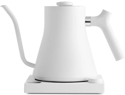 Fellow Stagg EKG Electric Gooseneck Kettle - Pour-Over Coffee and Tea Kettle - Stainless Steel Water Boiler - Quick Heating Electric Kettle - Matte White - 0.9 Liter (220v, G Plug)