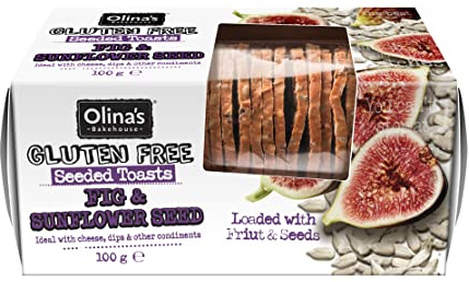 Olina's Bakehouse - Graines de toasts sans gluten tournesol et figue 100 g