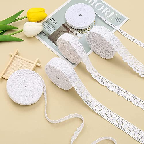 HERZWILD Vintage Lace Trim 30M Cotton Beige Lace Fabric Decorative Ribbon for Sewing Craft Wedding Decoration Scrapbooking Gift Box