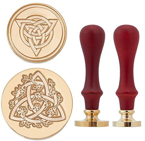 craspire Knoten-Wachssiegel-Stempel-Set, 2 Wachssiegel, Stempelköpfe, Blumen, Mit 2 Holzgriffen, Für Hochzeitseinladungen, Umschläge, Geburtstagsgeschenkkarten, Schrottbuchung