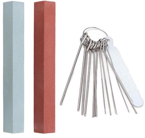 Gitarren Sattelfeile, Gitarren Pflegeset Metall Sattelmutter Flache Feile Steg Schleifsteine Kit Geigen Feilenset Bass Polieren Schleifblock Zubehör für Ukulele Saiten Instrumente Reparatur Werkzeuge