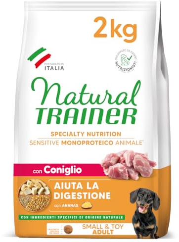 Natural Trainer Sensitive No Gluten - Alimento para Perros Adultos Small&Toy con Conejo y Cereales integrales, 2 kg