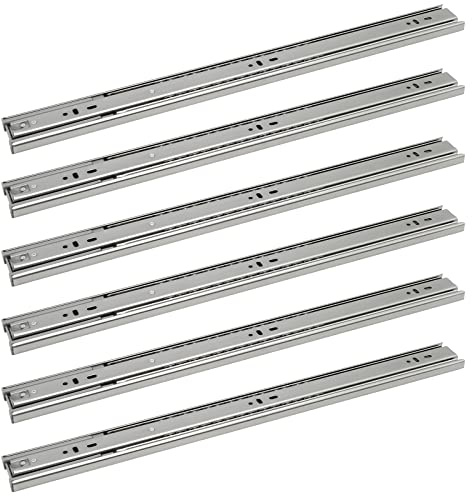 Jopassy Guide per cassetti 40 cm, portata 45 kg, con guide a sfera, 3 paia (6 pezzi), per cassetti, in acciaio zincato forte, guide per cassetti, estese, lunghezza 800 mm