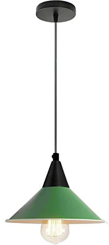 Vintage Indoor Ceiling Industrial Pendant Light Fitting | 100cm Adjustable Hanging Loft Cord Cables | 22cm Retro Metal Island Lightshade | 10cm Round Metal Ceiling Rose | E27 Base Screw Bulb Holder