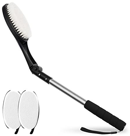 3er Set Rückenbürste mit Applikator Pads, Körperwäsche Lotion Applikator, Badebürste mit langem Stiel, Körperbürste Duschbürste Trockenbürste Eincremehilfe für Rücken