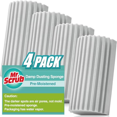 Paquete de 4 esponjas para polvo húmedo, esponja de limpieza de polvo gris, herramienta de esponja de limpieza reutilizable para el hogar para persianas, pisos, aspas de ventilador, rejillas de