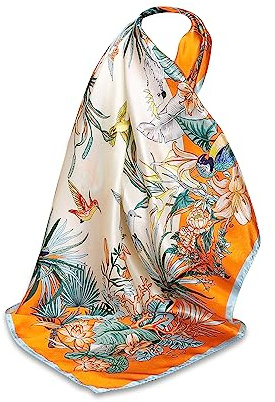 LumiSyne Seidenschal Damen Quadratischer Schal Farbe Malerei Gedruckte Retro Künstlerisch Stil Leicht Satin Kleines Vierecktuch Multifunktionales Halstuch Bandana Kopfschmuck Haarband 70×70cm