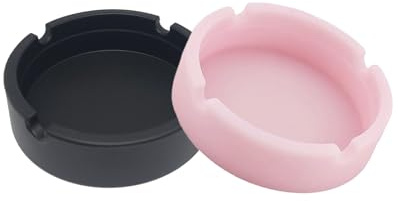 SOQKEEN Lot de 2 cendriers en silicone antiadhésifs frais portables pour l'intérieur, résistants à la chaleur, ne se cassent pas, ensemble de cendriers ronds lumineux en silicone pour la maison, le