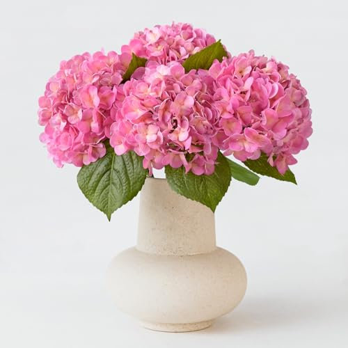 ZYTUYO 4 hortensias Artificiales de látex de Tacto Real Rosa Brillante de 50.8 cm para Baby Shower, cumpleaños, Boda, arreglo de Flores Rosadas, para el hogar, Sala de Estar, Centro de Mesa