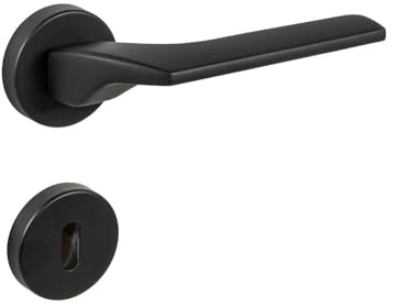 Gedotec Drückergarnitur aus Edelstahl | BB - Buntbart | Türklinke Schwarz matt | Made in ITALY | Türdrückergarnitur rostfrei | Rosettengarnitur CORSA | 1 Stück | Drückergarnitur Zimmertür | Türgriffe