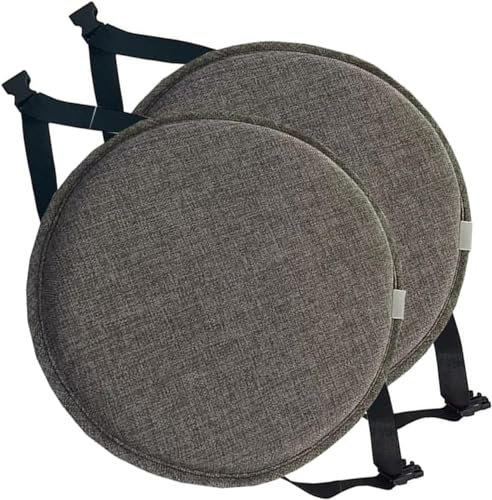 uyeoco Rundes Stuhlkissen, 30 X 30 Cm/35 X 35 Cm/40 X 40 Cm/45 X 45 cm, Rundes Memory-Schaum-Sitzkissen, rutschfeste Runde Stuhlpolster mit elastischen Bändern Schnallen(1#,2PCS_40CM/15.7INCH)