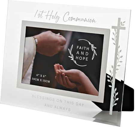 Widdop Bilderrahmen Faith and Hope zur Erstkommunion, 10,2 x 15,2 cm, Glas, religiöses Geschenk