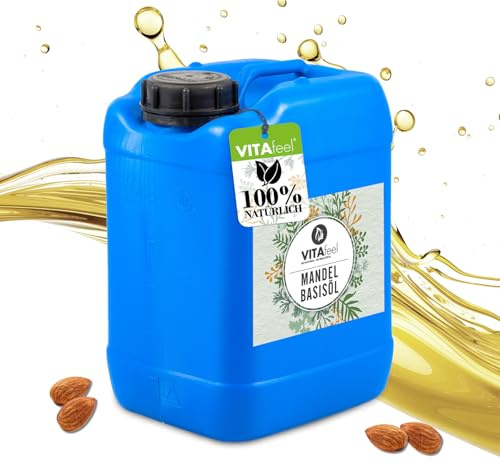 GreatVita Mandel Basisöl, süß, 5 Liter, vegan, gentechnikfrei, ideal zur Haut- und Haarpflege, für Aromatherapie & als Basisöl für Massageöle oder Naturkosmetik