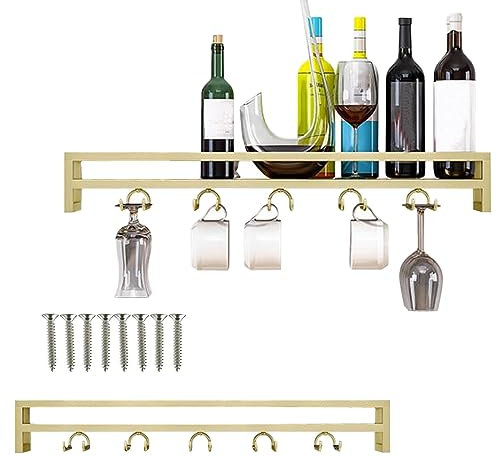 Wall Mounted Goblets Stemware Rack Holder Wine Cup Display Stand Glassware Storage Hanger for Cabinet and Bar 3 Sizes (60cm/80cm/100cm) Smooth Surface