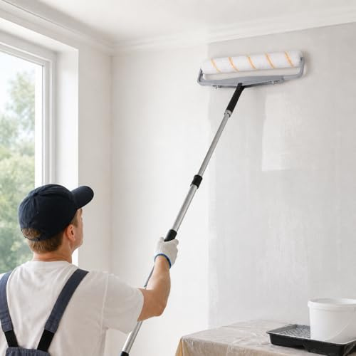 18 Inch Paint Roller Cover Set, Detachable End Cap Home Painting Brush Tools, Large Paint Roller Sleeves Paint Roller Kit for Wall Ceiling Floor Finishing