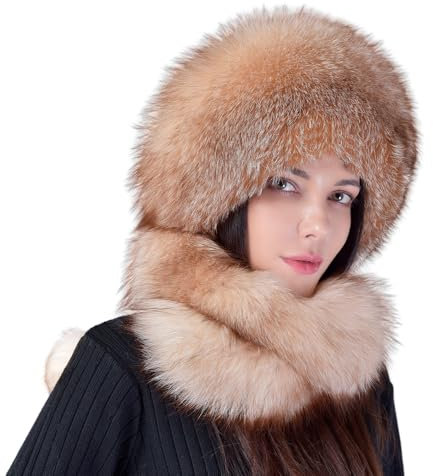 Huamengyuan Mütze Winter Warme Damen Beanie Mütze Warme Wintermütze aus Pelzschal Warmer Ohrenschutz Mütze Strickmütze Warme Winter Fellmütze Pelzmütze Bommelmütze Plüsch Ohrenklappe Mütze