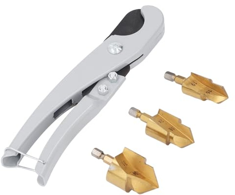 Punte per Trapano per Alesatura Di Tubi, 3 Pezzi Trapano a Gradini Di Sollevamento Ppr Con Tagliatubi Dell'acqua, 1/4 Codolo Esagonale Pipe Reaming Drill Bits Alesatore per Tubi Pvc Punte Da Trapano