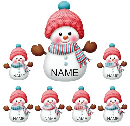 Personalisierte Weihnachtsdekorationen, 7 Stücke von Benutzerdefinierten Schneemann Dekorationen mit Namen, Familie Schneemann Dekorationen, 3,15 Zoll (8 cm)