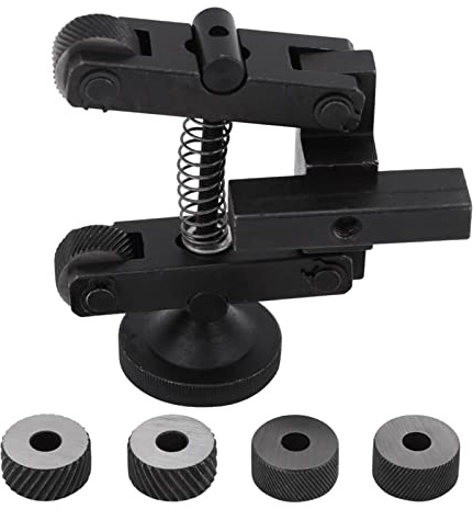 1 Pcs Mini Lathe Knurling Tool, Knurling Tool Hand Knurling Tool for Mini Carbon Steel CR15 Lathe Linear Knurl Tool Lathe Adjustable Shank with 4 Spare Knurling Wheels for Lathe