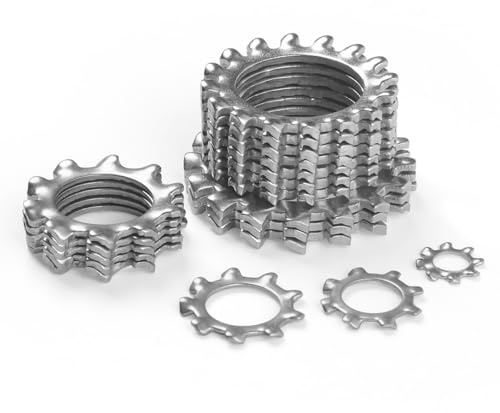BOUMVID Arandelas de Seguridad Dentadas Externo M4 x 8mm, 30 Piezas Arandelas Dentadas Externas, 304 Acero Inoxidable de Arandela Bloqueo, Arandela de Resorte de Onda