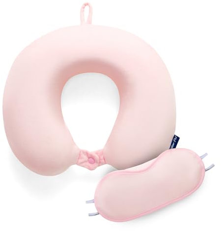 GC GAVENO CAVAILIA Neck Pillow Memory Foam | Extra Comfort Travel Pillow for Airplane | Lightweight Neck Support Pillow for Sleeping on Airplane, Car, Train, Bus | Soft Cushion Cover with Eye Mask