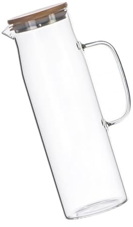 Cabilock Glas Wasserkrug Hitzebeständiger Verdickter Saftkrug Transparente Teekanne Mit Blumenmuster Für Fruchtsaft Eistee Und Selbstgemachte Getränke