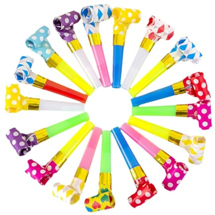 20 Pcs Party Blowers for Kids Adults,Birthday Party Blower,Whistles Blower Kids,Colourful & Fun Whistles for Kid,PartyHorn Toys, for Birthdays,New Year,Graduation,PartyBag Fillers Gift