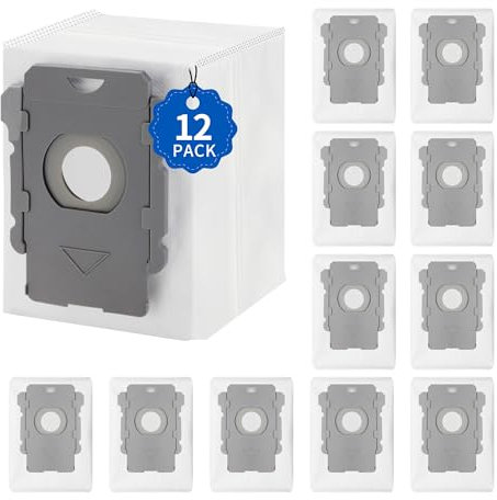 12 teiliger i7 Staubsaugerbeutel, Ersatzstaubbeutel für iRobot Roomba i7 i7+ i7 Plus, i8, i8+, i3, i3+, i4, i4+, i6, i6+, j7, j7+, s9, s9+ für roomba i7 ersatzteile, für Clean Base Absaugstation