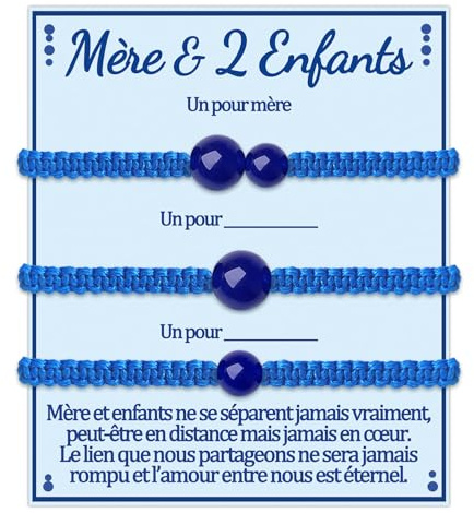 Mere Fille Fils Bracelet Cadeau Maman 2 Filles et 3 Fils Bracelets Mère Noel Mamounette Cadeaux Fetes Des Mere Anniversaire Cadeau Frere Soeur Bijoux pour Son Frère Sa Sœur Original Idee Homme Femme