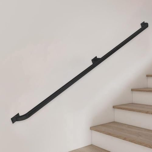 LQSYBHD Pasamanos de Hierro Forjado para Escaleras - Pasamanos Exteriores de Cubierta de Porche Barandilla de Metal con Soportes de Montaje En Pared, Pasamanos de Soporte de Segurid(Size:4ft/120cm)