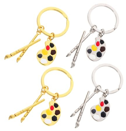 WRITWAA 4pcs Artist Key Holder Paintbrush Keychain Palette Aesthetic Keyring Lanyard