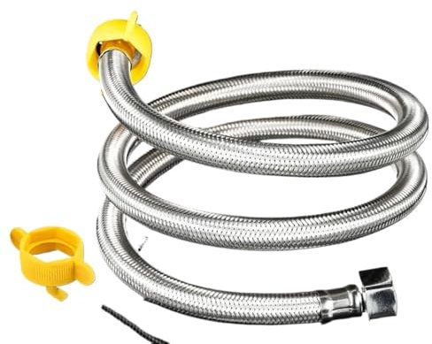 LDHNFBYV Zulaufschlauch for Warm- und Kaltwasserhahn 304 Edelstahl Wasserhahn Geflochtene Wasserleitung Heizung Flexibles Verbindungsrohr(150cm)