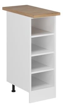 Vicco Küchenregal R-Line, Weiß, 30 cm | Offener Stauraum · AP Eiche inkl. · Höhenverstellbare Füße · 3 Einlegeböden · ✓ Alles griffbereit