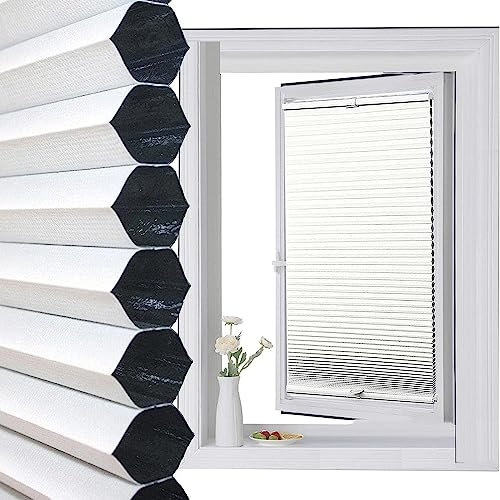 Day Night Zelluläre Wabenrollos, Verdunkelung, Privatsphäre, schnurlos, Raumverdunkelung für Fenster und Türen, personalisierbar, Weiß, 80 x 150 cm