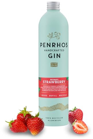 Penrhos Strawberry Gin -Award-Winning Fruity Artisan Flavoured Gin, made with 100% Wonky Fruit in a Recycled Aluminium Bottle - Vibrant Summery Taste, Smooth Finish, 700ml