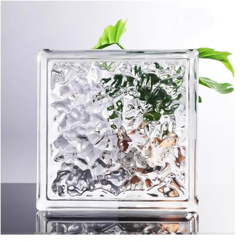 Clear Glass Brick solid glass brick, Glass Blocks, Square Translucent Hollow Crystal Brick Sound Insulation Thermal Insulation Decorative Partition Wall for Bar, Home Decoration(Clear-A,1PCS