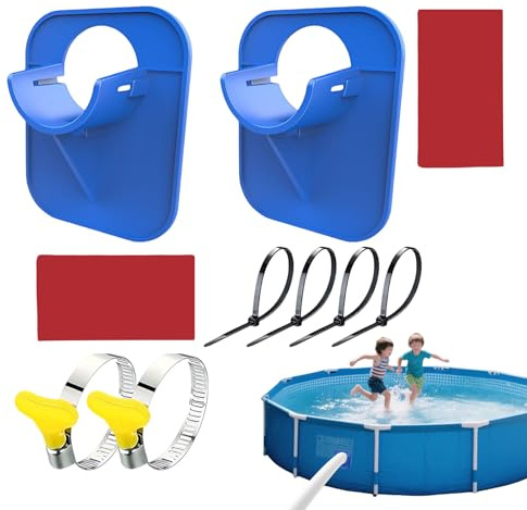 Schlauchhalter Pool, 2 Stück Pool Schlauchhalterung 30mm - 38mm, Schwimmbad Rohrhalterung, mit Kabelbinder und Schlauchschelle, Pool Pipe Holder, Poolzubehör