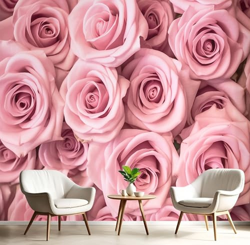 JEDTAKCT Blush Pink Wallpaper 3D Romantic Rose Textured Wallpaper Natural Garden Feature Wall Mural 250X175Cm (98X 69) Large Photo Wallpapers for Bedroom Living Room Tv Backdrop Hallway