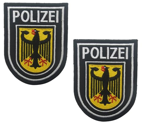 2 Stück Polizei Patch mit Klettfläche für Kostüm und Sammlung | Aufnäher für Kostüm, Sammlung oder private Ausrüstung; Nutzung amtlicher Bezeichnungen und Hoheitszeichen prüfen.