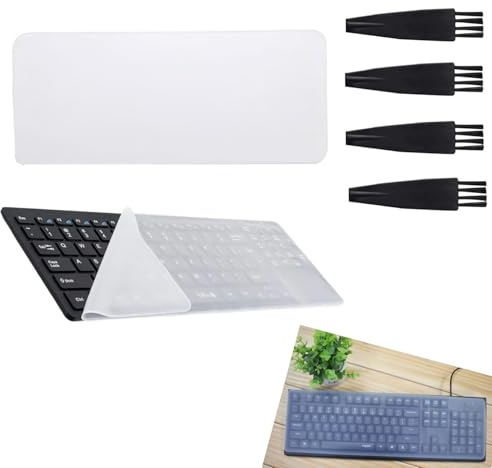 Tastaturschutz,2 Stück Tastaturfolie,4 Stück Reinigungsbürste, Tastatur Abdeckung,Wasserdicht und Staubdicht Tastaturschutzfolie,Tastaturfolie,Tastaturabdeckung,für Desktop Computer
