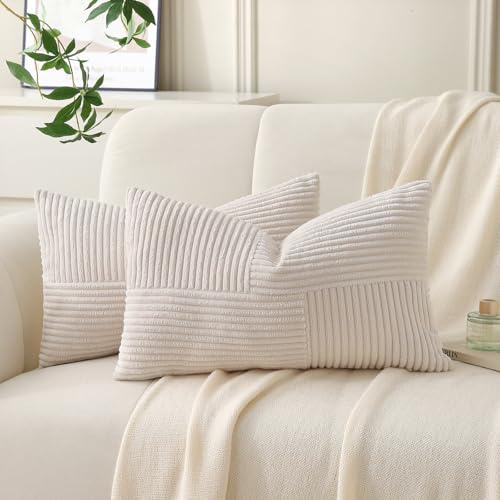 Yosodeko 2er Set Kordsamt Kissenbezug 30x50 Beige, Flauschig Boho Kissenhülle Kissenbezüge Sofakissen Couchkissen Dekokissen Zierkissenbezug Weich Deko für Couch Bett Sofa Wohnzimmer Rechteckig