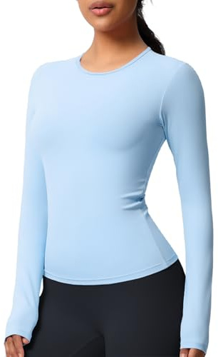 JTSONN Maglietta Donna Sportiva Manica Lunga Sport T Shirt Traspirante Funzionale Maglia Collo Rotondo Corsa Compressione Camicia Yoga Palestra Top