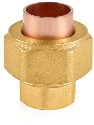 1-Pack HeSun 1/2 C x 1/2 C Union Copper Fittings, Brass X Copper with Sweat Solder Connection