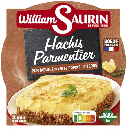WILLIAM SAURIN – Hachis Parmentier Savoureux, Texture Fondante et Repas Pratique (Barquette 300g) - Le Lot De 3