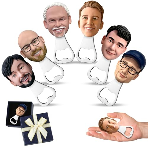 UIDMEN Décapsuleur personnalisé avec portrait 3D, décapsuleur de mariage pour invités, décapsuleurs de bière, cadeau pour garçons d'honneur, cadeaux pour restaurants, bars, barmen, mariages, fêtes
