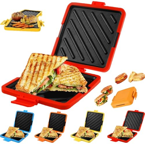 Gettoreach Microwave Toastie Sandwich Maker, Toastie Makers with Adjustable Silicone Straps, 3 in 1 Toastie Makers, Single Toastie Maker, Time Saving Fast for Breakfast Toaster, forTravel/Home