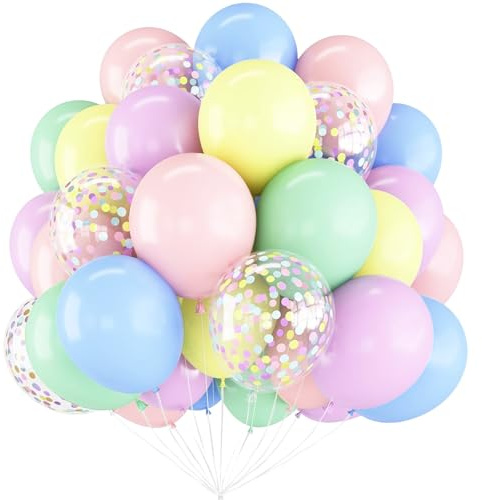 Luftballons Pastell, RosyFate 60 Stück Luftballon Macaron, 12 Zoll Bunte Latex Luftballons, für Geburtstag Verlobung Hochzeit Brautparty Feier Deko